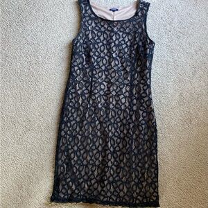 Elegant Lace Overlay Midi Dress